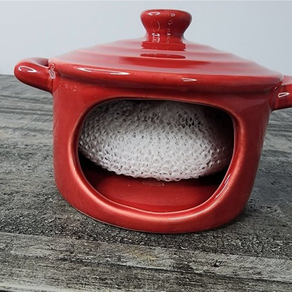 In the Kitchen Series Red Pot Scrubby Holder White Sponge - Picture 7 of 7